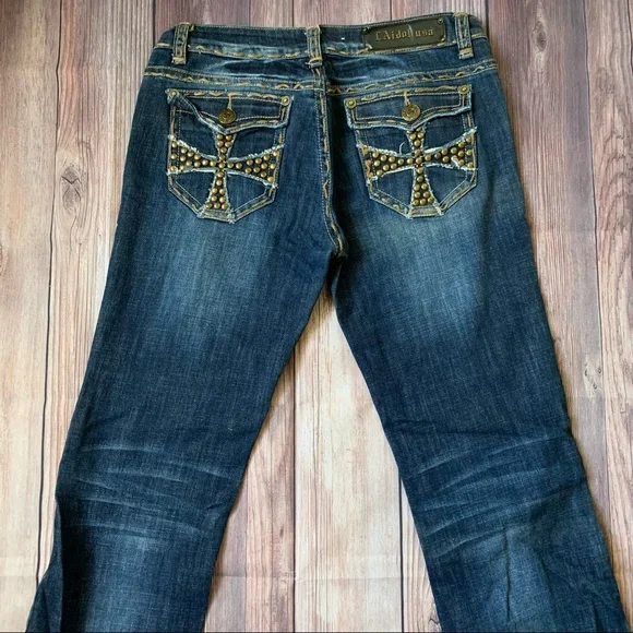 LA Idol Embellished Denim Jeans Size 11 - Picture 2 of 5